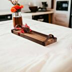 Deri Kulplu Orta Boy Ceviz Tepsi