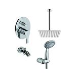 GPD Atros MTA65 Gümüş Kare Tavandan Yuvarlak Duş başlıklı Banyo Bataryası Seti