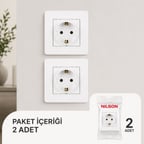 Nilson Selene Beyaz Topraklı Priz 2 Adet