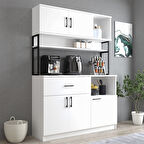 Tanmob MTD0201 İnci 128 cm Kapaklı Çekmeceli Raflı Mutfak Dolabı Beyaz