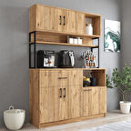 Tanmob MTD0202 İnci 128 cm Kapaklı Çekmeceli Raflı Mutfak Dolabı Çam