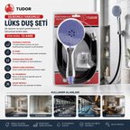 MİLANO VAKUMLU - SİLİKON LÜKS DUŞ SETİ DUŞ BAŞLIK=MİX SİLİKON HORTUM=1.5MT MAFSAL=3 KADEME (4887)