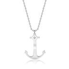 Gümüş Kolye Pırlanta Kolye (Çapa Beyaz)