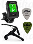 Akort Cihazı Akort Aleti + Kapo Seti Tuner Saz Gitar Keman Ukulele Akort Aleti