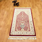 Mihrab-ı Gülzar Motifli İpek Seccade Kırmızı 