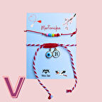 Nazar Boncuğu ve V Harfli Kişiselleştirilmiş Marteniçka Bileklik Kombini