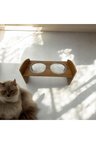 Ayarlanabilir Yükseklik Ahşap Kedi Köpek Mama ve Su Kabı