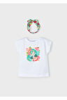 Mayoral Kız Çocuk Baskılı Kafa Bandlı Tişörtü 3009 Beyaz