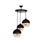 MYLİGHTS  RUSTİK BAL CAMLI  ÜÇLÜ AVİZE CAMLAR 20 CM TABAN  30 CM