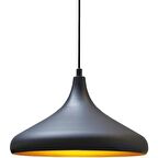 MYLİGHTS RETRO RUSTİK MODERN SPOR  METAL SARKIT AVİZE SİYAH  İÇİ ALTIN  35 CM