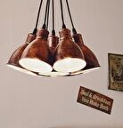 MYLİGHTS RETRO RUSTİK METAL BAKIR FIRÇALI  7 YEDİLİ AVİZE SARKIT AVİZE