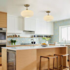 MYLİGHTS  PLOFONYER TAVAN AVİZE  OPAL CAM AVİZE MODER SPOR AVİZE 30 cm