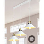 Mylights Retro Rustik Üçlü Avize Sıralı Masa Üstü Avize Sarkıt Beyaz Metal Avize 0 cm En