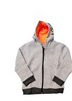 Muzipo Kids Unisex Kapüşonlu Fermuarlı Çocuk Sweatshirt - TURUNCU
