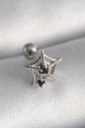 316L Çelik Gümüş Renk Siyah Zirkon Taş Detay Örümcek Ağ Model Tragus Piercin