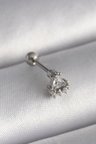 316L Çelik Gümüş Renk Üçgen Zirkon Taşlı Tragus Piercing 5886