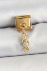 316L Çelik Sallantılı Zirkon Taşlı Çiçek Model Gold Renk Nomination Charm 588