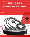 Dayanıklı Metal Başlıklı 3’ü 1 Arada Şarj Kablosu – Tüm Cihazlarla Uyuml