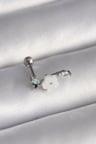 316L Çelik Gümüş Renk Zirkon Taş Detay Beyaz Çiçek Model Tragus Piercing 5886