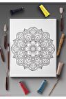Ölçü Seçenekli Tüm Boya Türlerine Uygun Boyanabilir Tablo Tuval Mandala Çizgili Hazır Şablon Tuval