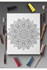 Ölçü Seçenekli Tüm Boya Türlerine Uygun Boyanabilir Tablo Tuval Mandala Çizgili Hazır Şablon Tuval