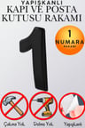 Mat Siyah Yapışkanlı 5 cm Kapı Numarası 1 Küçük Boy 50 mm Kapı No Rakam Sayı Daire, Posta Kutusu, Otel Oda No, Asansör, Kat Planı, Araç Model ve Apartman İçi İçin Kendinden Yapışkanlı Krom Numaratör