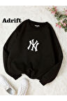 Unisex Ny Yankes Baskılı Bisiklet Yaka Sweatshirt