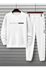 Unisex Beyaz Eşofman Takımı BALANCE baskılı Şardonlu