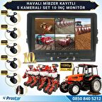 5 Kameralı Mibzer Havalı Tohum Makinesi 10 inç Monitör 1080P AHD Kayıtlı Kamera Seti