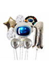 Uzay Galaksi Astronot Kozmik 1 Yaş Balon Set Uzay Astronot Konsept Doğum Günü Set