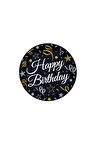 SPARKLİNG CONFETTİ HAPPY BİRTHDAY BASKILI TABAK 8 adet