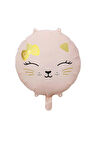 Retro Pembe Renkli Kedi Kitty Folyo Balon 18 inç 45 Cm