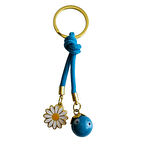 Mavi Toplu Papatyalı İp Anahtarlık