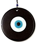 Mavi Nazar Boncuklu 16 Santimetre El Yapımı Siyah Duvar Süsü Nazarlık