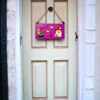 Mantarlı Ev Modelli Kelebekli Anahtarlık Pano El Boyaması Pembe Kapı Süsü