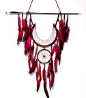 Ok Ve Ay Modelli Vişne Rengi Dream Catcher Duvar Süsü