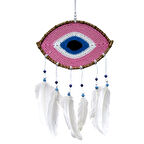 Pembe Motifli Göz Model El Yapımı Duvar Süsü