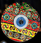 Etnik Desen Nazar Boncuklu Altın Rengi Füzyon Cam Duvar Süsü