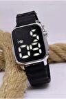 Siyah Renk Silikon Kordonlu Kalp Ekranlı Unisex Genç Çocuk Kol Saati Mls-2148
