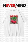 unisex cherries baskılı oversize tshirt