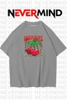 unisex cherries baskılı oversize tshirt