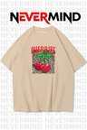 unisex cherries baskılı oversize tshirt