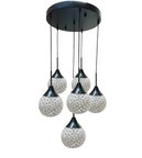 Modi Lighting 6'lı Siyah Beyaz Kristal Top'lu Sarkıt Avize Mod-Av-4504-6bs