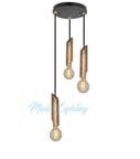 Modi Lighting Yan Kesitli Üçlü Siyah Ahşap Avize Mod-Av-4468-3bsy