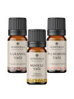 Niaouli Yağı 10 ml, Karanfil Yağı 10 ml, Palmarosa Yağı 10 ml 3'lü Set %100 Saf ve Doğal 3x10 ml