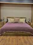 Mor 7 Katlı Çift Taraflı Dolgulu Çift Kişilik Müslin Battaniye %100 Pamuk 230x240 cm