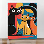Sayılarla Boyama Tuval Seti Fırça Boya Dahil (Çıtalı) 40X50 cm - Şaşkın Kediler