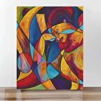 Sayılarla Boyama Tuval Seti Fırça Boya Dahil (Çıtalı) 40X50 cm - Soyut Kadın