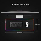 RGB Led Işıklı Oyuncu Mouse Pad 80x30 cm 4 mm XL Kaymaz Su Geçirmez Klavye Mouse Pedi