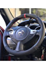 Nissan Juke Kırmızı Yüzüklü Nubuk Noktalı Deri Direksiyon Kılıfı